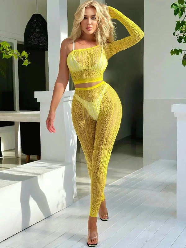 Price Break Hollow Out One Shoulder Top & Leggings Set