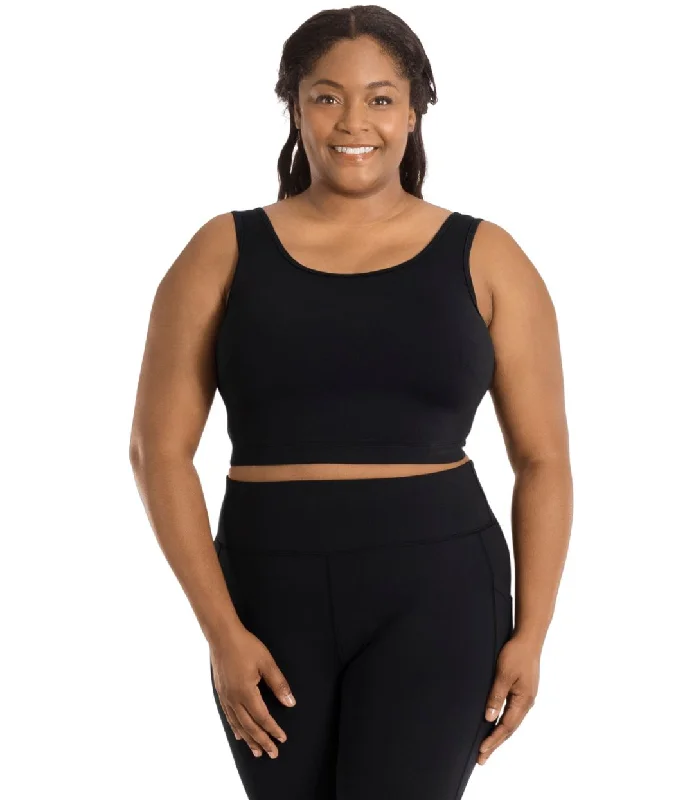 Year-End Sale JunoStretch Full Fit Scoop Neck Bra Top Black