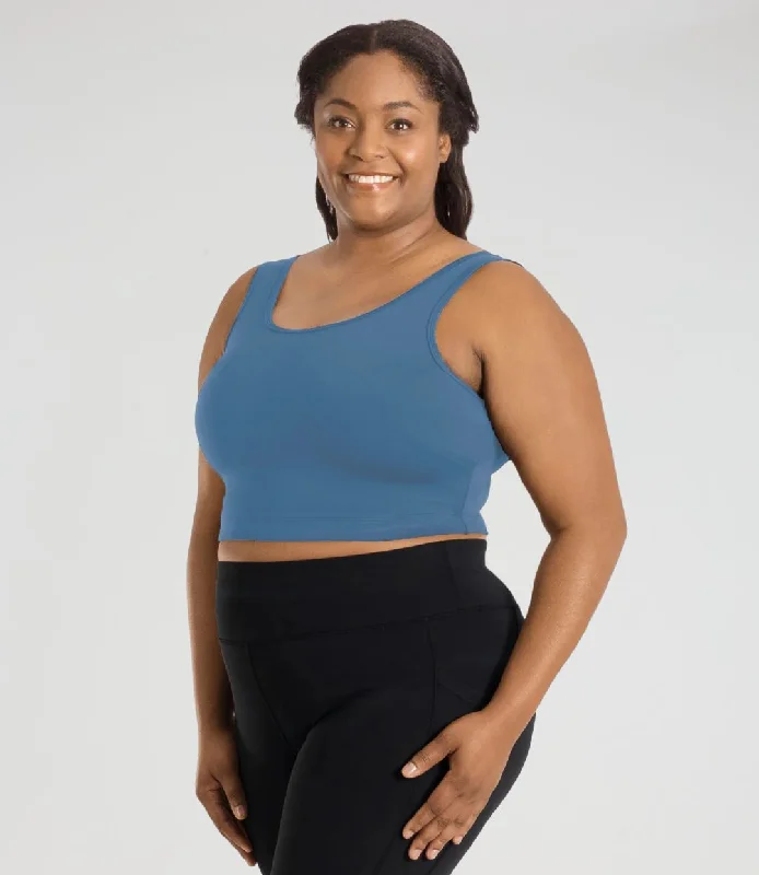 Weekend Offers That Sizzle JunoStretch Full Fit Scoop Neck Bra Top Serenity Blue
