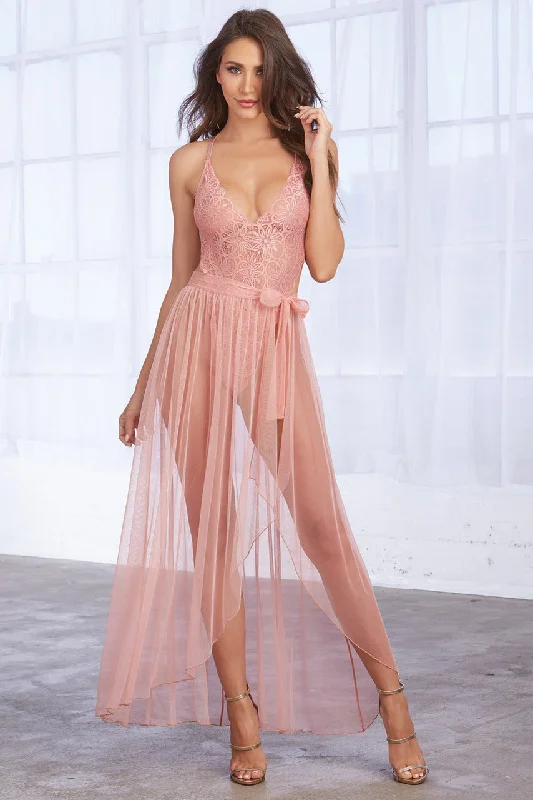 Shop and Save Lace Teddy and Overskirt