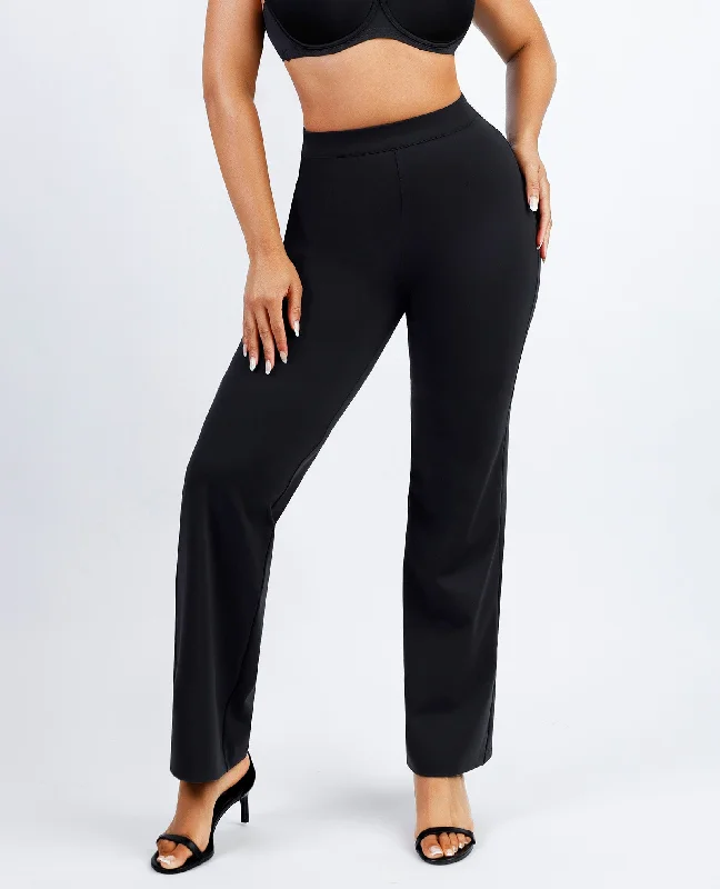 Markdown Madness Larisa - Waist Trimming Straight-leg Pants with Built-in Shaping Shorts