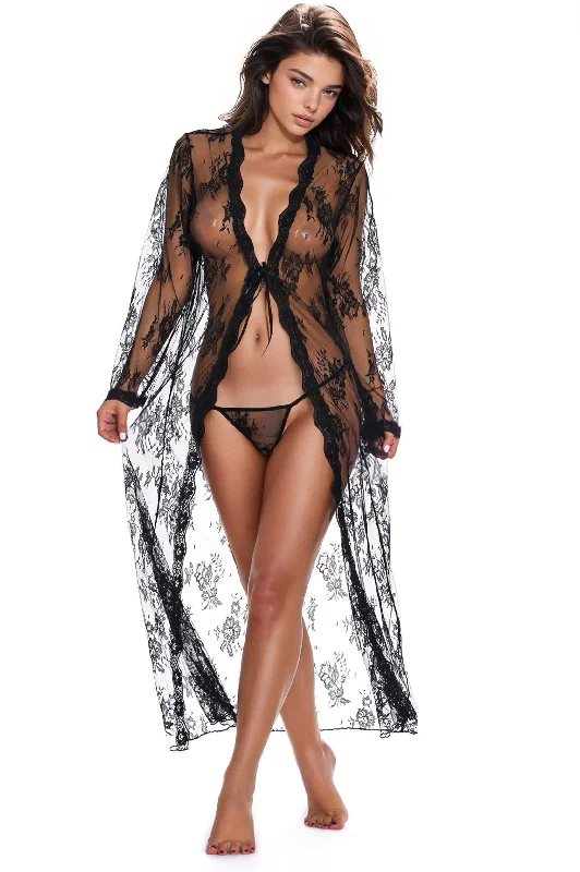The Best Deal Long Lace Flyaway Robe