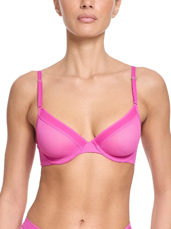 Weekend Offers That Please Unlined Mesh Underwire Bra Berry Burst Pink