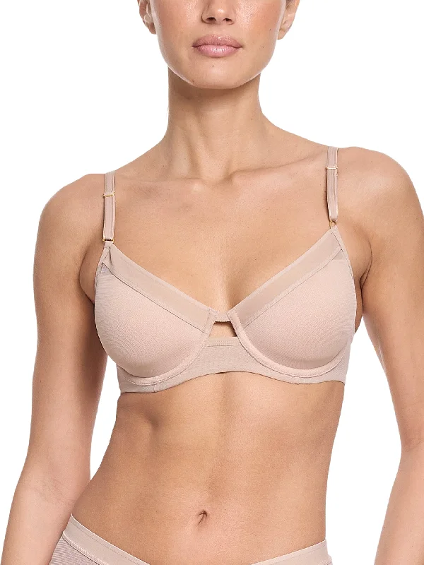 Weekend Shopping Extravaganza Lined Mesh Plunge Bra Chai