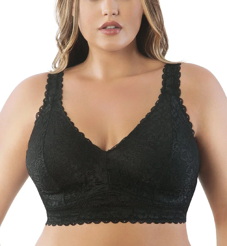 Deal Dash Parfait Adriana Banded Stretch Lace Wireless Bralette (P5482) - Black