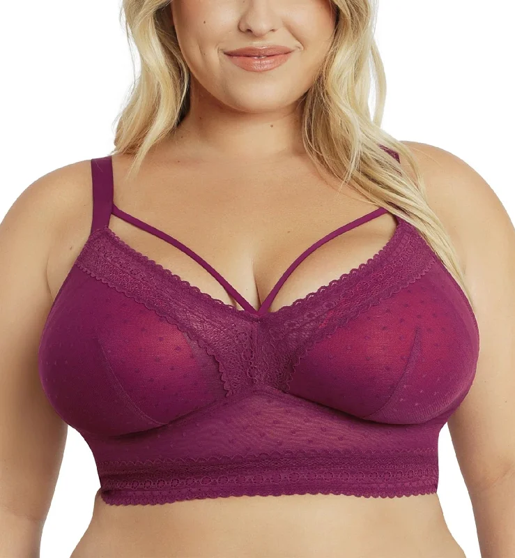 Discount Deals Parfait Mia Dot Wire-Free Padded Mesh Bralette (P6011) - Blackberry