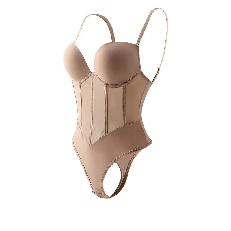 Super Deal Sexy Bra Thong Bodysuit With Corset