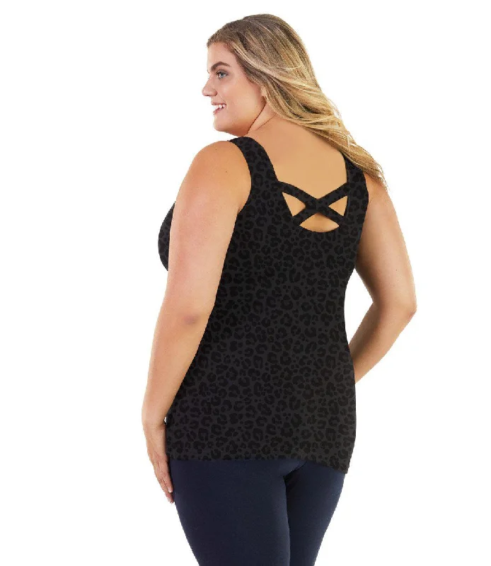 Super Savings Stretch Naturals Crossback Tank Deep Leopard Print - FINAL SALE
