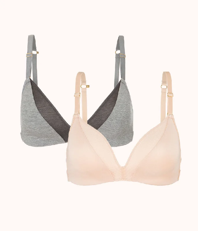 Pay Less The All-Day Deep V No-Wire Bundle: Toasted Almond/Heather Gray