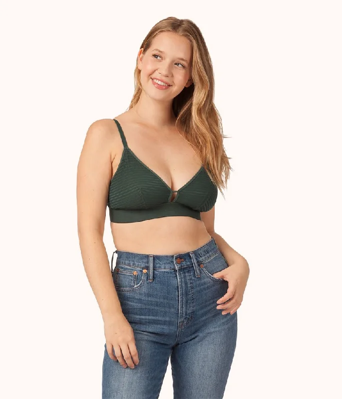 Weekend Deals That Wow The Busty Stripe Mesh Bralette: Emerald