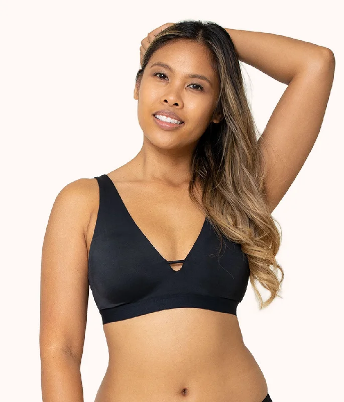 Weekend Deals You Can't Resist The Eco Deep V Bralette: Jet Black
