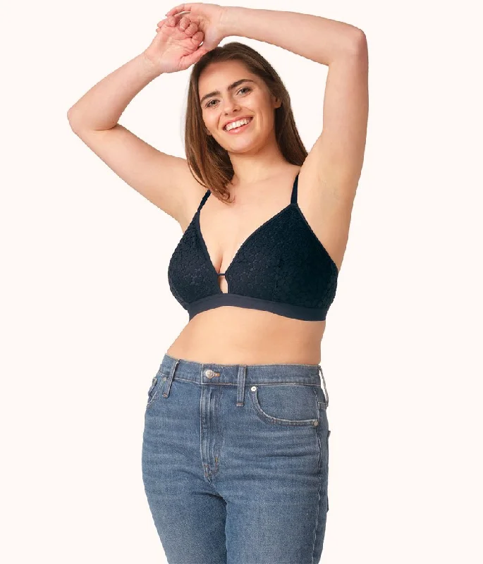 Weekend Discounts to Enjoy The Floral Lace Busty Bralette: Night Sky