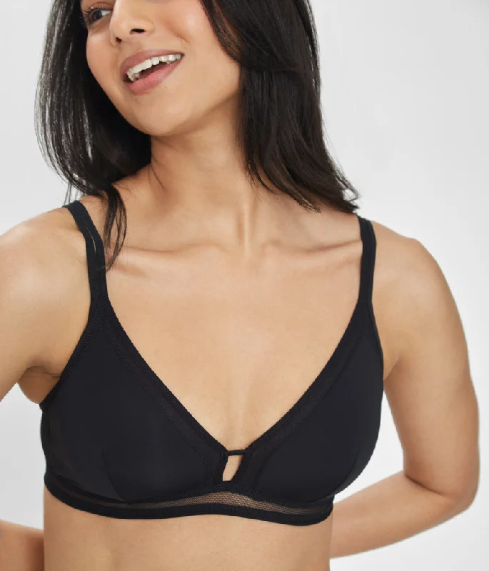 Unmissable Offer The Mesh Trim Bralette: Jet Black