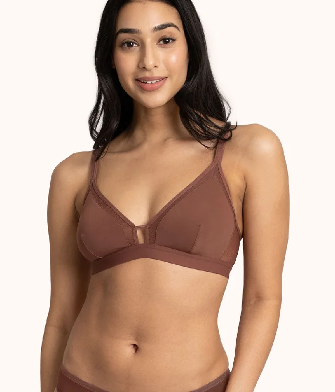 Weekend Discounts to Indulge In The Mesh Trim Padded Bralette: Umber