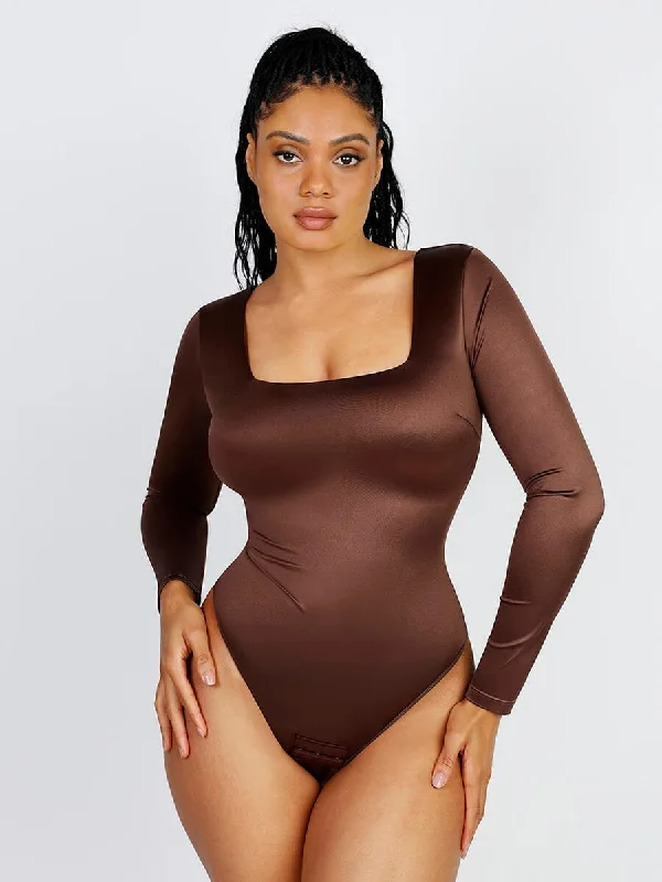 Clearance Sale Long Sleeve Shaping Thong Bodysuit