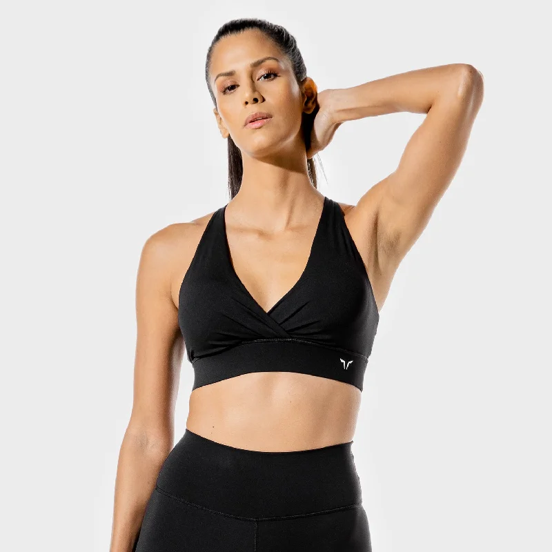 New Markdowns Women's Fitness - Wrap Sports Bra - Black